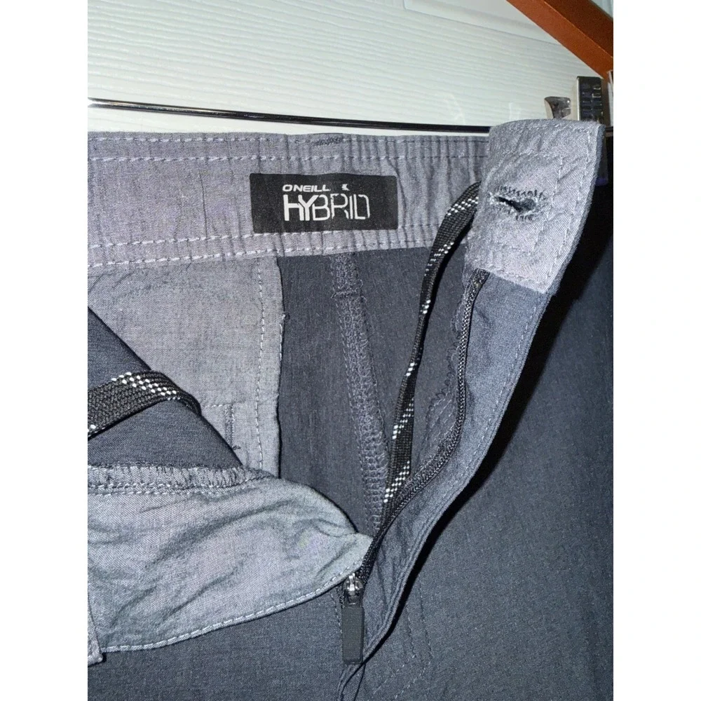 Oneill Hybrid Shorts Mens 36 Dark Gray Heathered Flat Front Board Shorts